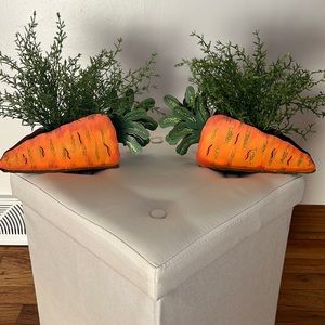 Metal carrot planters set of (2) with greenery from the Roundtop Collection